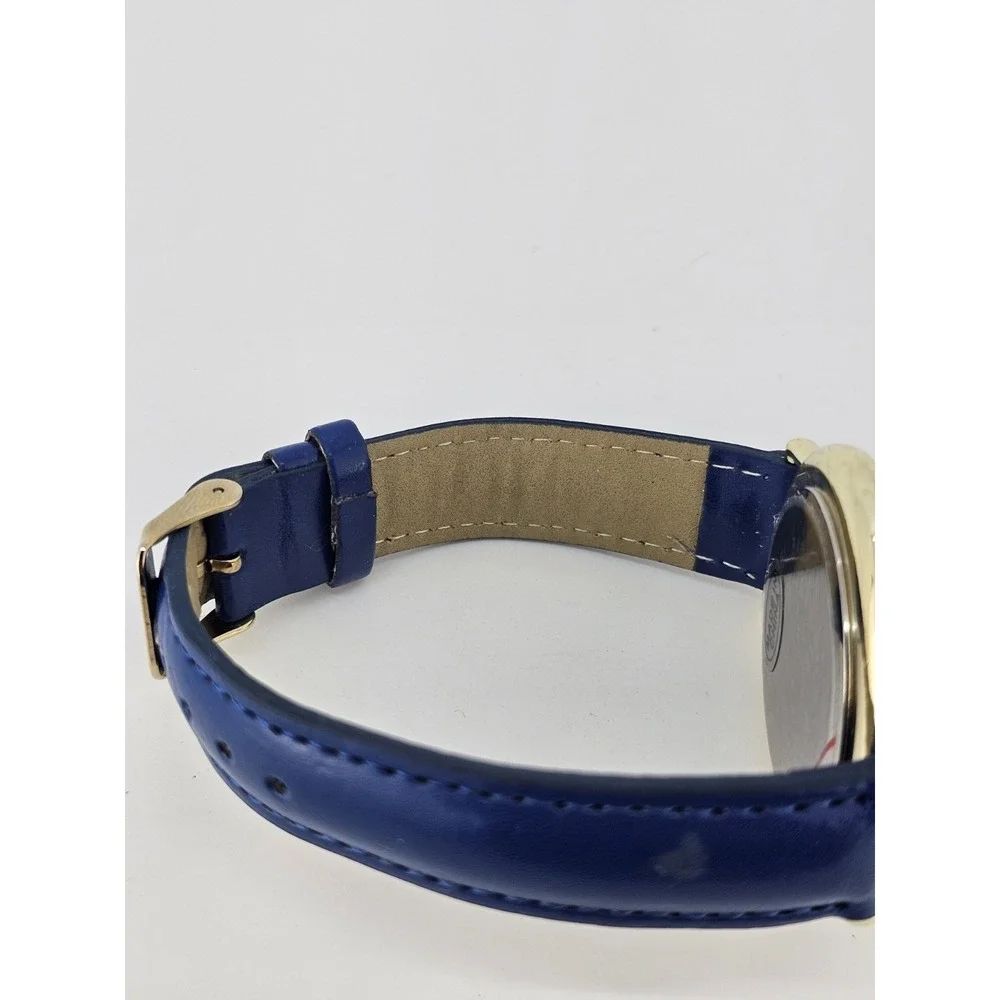Versales Women's Watch 44MM Cream‎ Dial Blue Faux Leather Bands NEW Battery